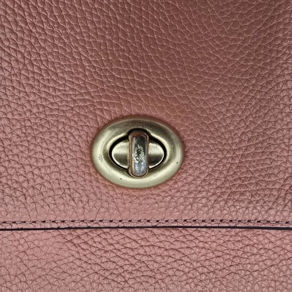 Coach TCoral Leather Crossbody Bag With Twist Lock Closure & Adjustable Strap - Picture 3 of 11